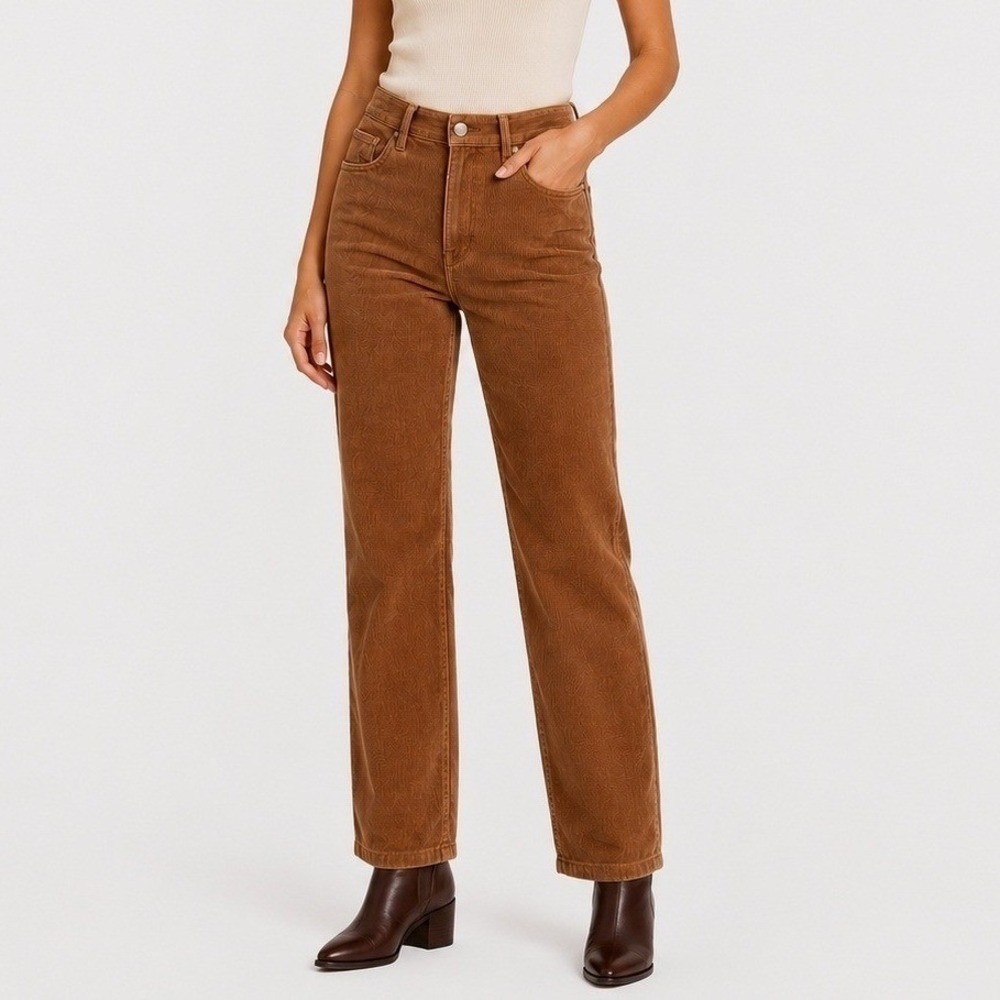 Faherty Julianne Stretch Corduroy Pants 24 Brown Straight‎ Leg Boho Casual